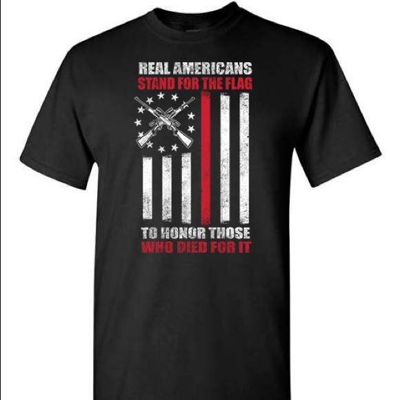 Real Americans Stand For The Flag To Honor Those Who Died For It T-shirt USA - Picture 1 of 3